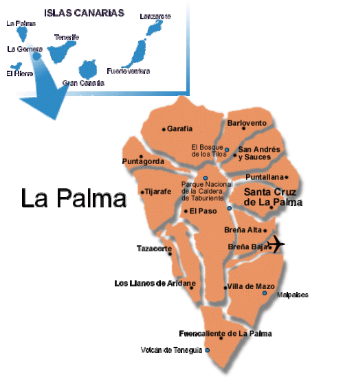 Карта острова Ла Пальма Канарские Острова  La Palma Map 