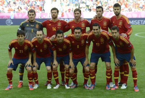 Сборная Испании фото перед матчем с Италией 10 июня 2012 года