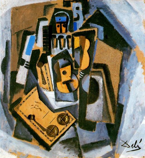 “Пьеро с гитарой” , "Pierrot with a Guitar",  "Pierrot y Guitarra" Сальвадор Дали, 1923 год, Музей Тиссен-Борнемиса Мадрид