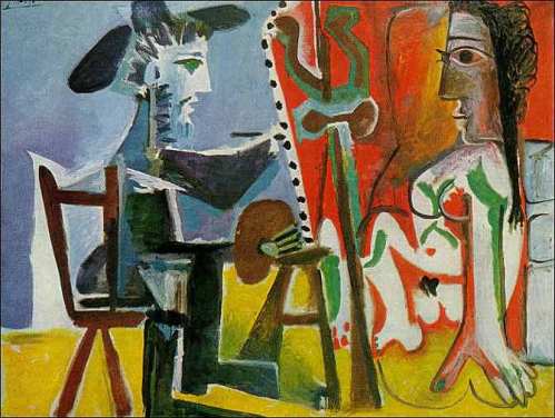 Пабло Пикассо Pablo Ruiz Picasso "Художник и Модель  El pintor y la modelo" 1963 год Музей Королевы Софии Мадрид Испания  , размер  130 x 161 см