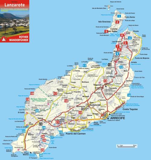 Пляжный и Экскурсионный  Тур Канарские Острова , Мадрид Madrid  – Остров  Лансароте Lanzarote 7 дней, Карта Острова Лансароте Lanzarote