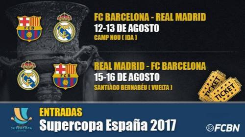 Купить билеты на футбол , Финал Суперкубка Испании, Реал Мадрид - ФК Барселона , 13 и 16 августа 2017 года.
